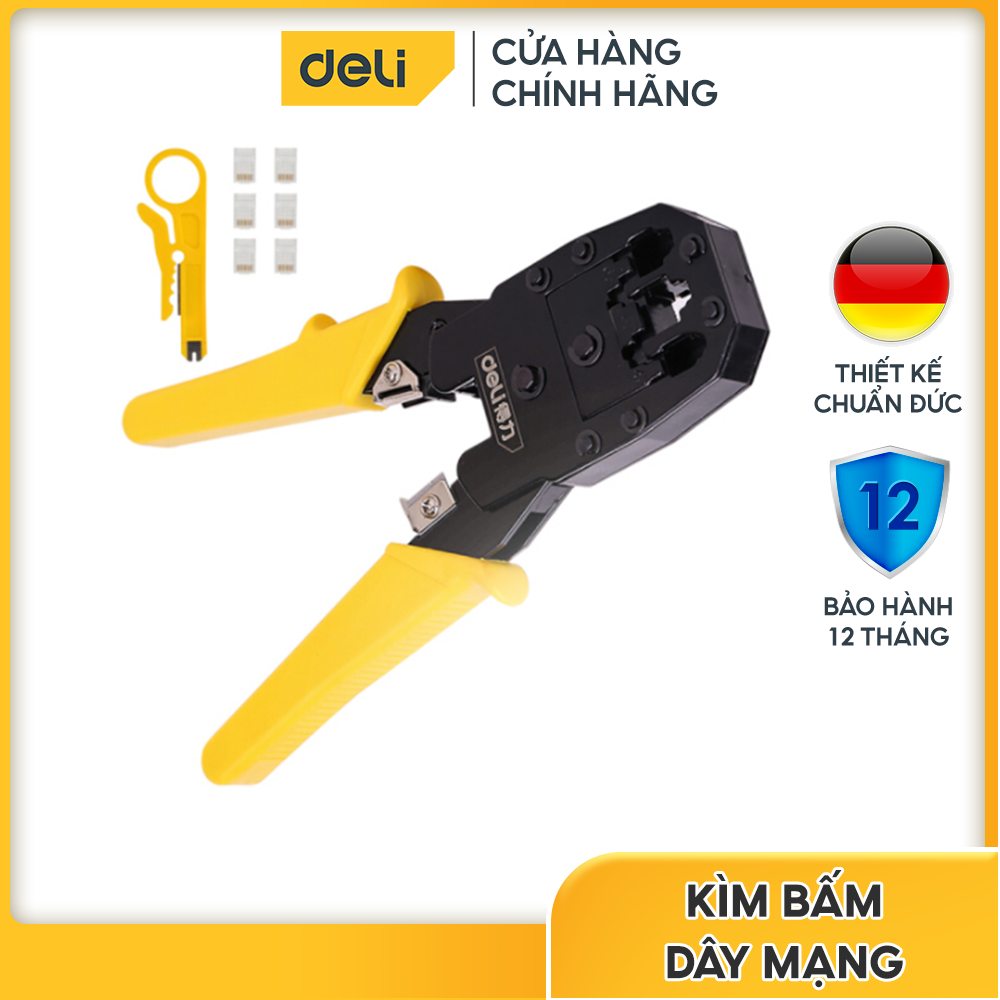 Kìm Bấm Dây Điện, Dây Cáp Bấm Cos Đầu Thép CRV Tay Cầm Nhựa PVC Siêu Bền [Bảo Hành 12 Tháng] Deli DL2468