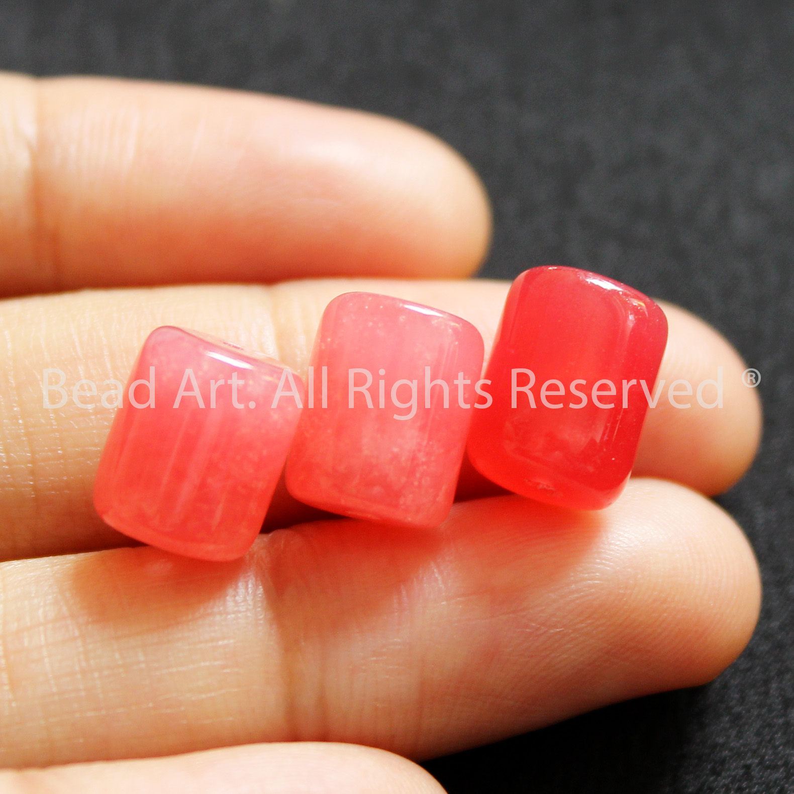 [1 Hạt/3 Hạt/5 Hạt] 8x8MM Đá Ngọc Thạch Dạng Lu Thống Màu Cherry Đỏ Hồng, Hoả, Thổ, Đá Phối Vòng Tay Phong Thuỷ, Chuỗi Hạt - Bead Art