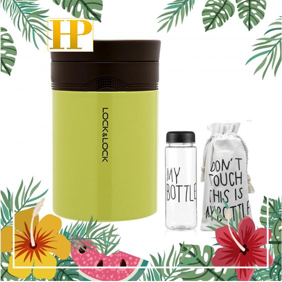 Hộp giữ nhiệt đựng thức ăn lock&lock new wave food jar lhc8024 kèm bình nước thuỷ tinh và túi vải