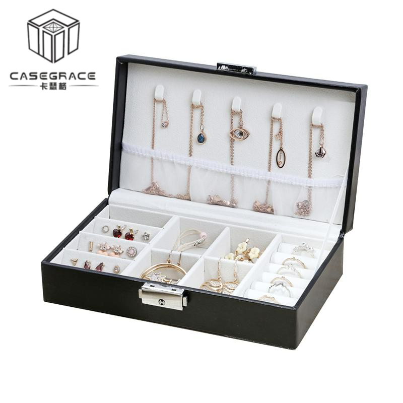 Casegrace Bộ tổ chức hộp trang sức cưới có khóa khóa để lưu trữ vòng đeo cổ hoa tai Stud，hộp đựng trang sức nữ