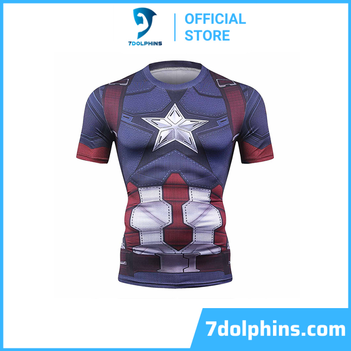 [HCM]Áo Thể Thao Nam Siêu Anh Hùng CAPTAIN AMERICA - Áo Thun Tập GYM Nam Nữ Ôm Body SPORT AVENUE AO02