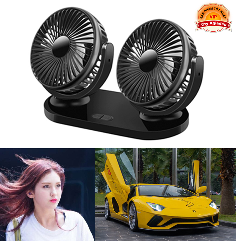 Quạt gió mạnh AGD làm mát cho oto xe hơi văn phòng bàn học AR8037