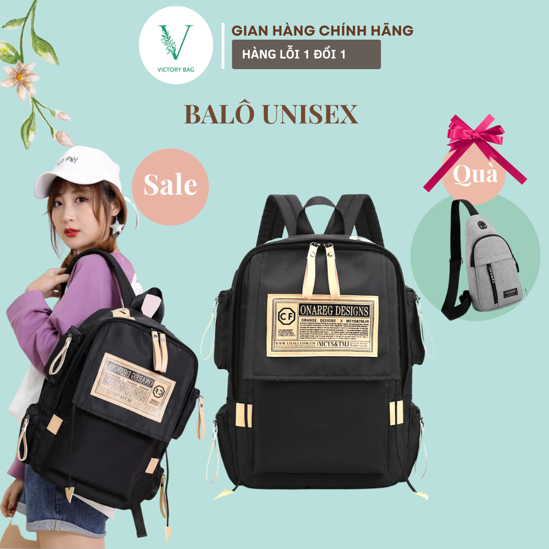 Balo đi học nam nữ du lịch thời trang, Balo nữ đẹp ulzzang cao cấp unisex đựng vừa laptop hàn quốc Victory 014