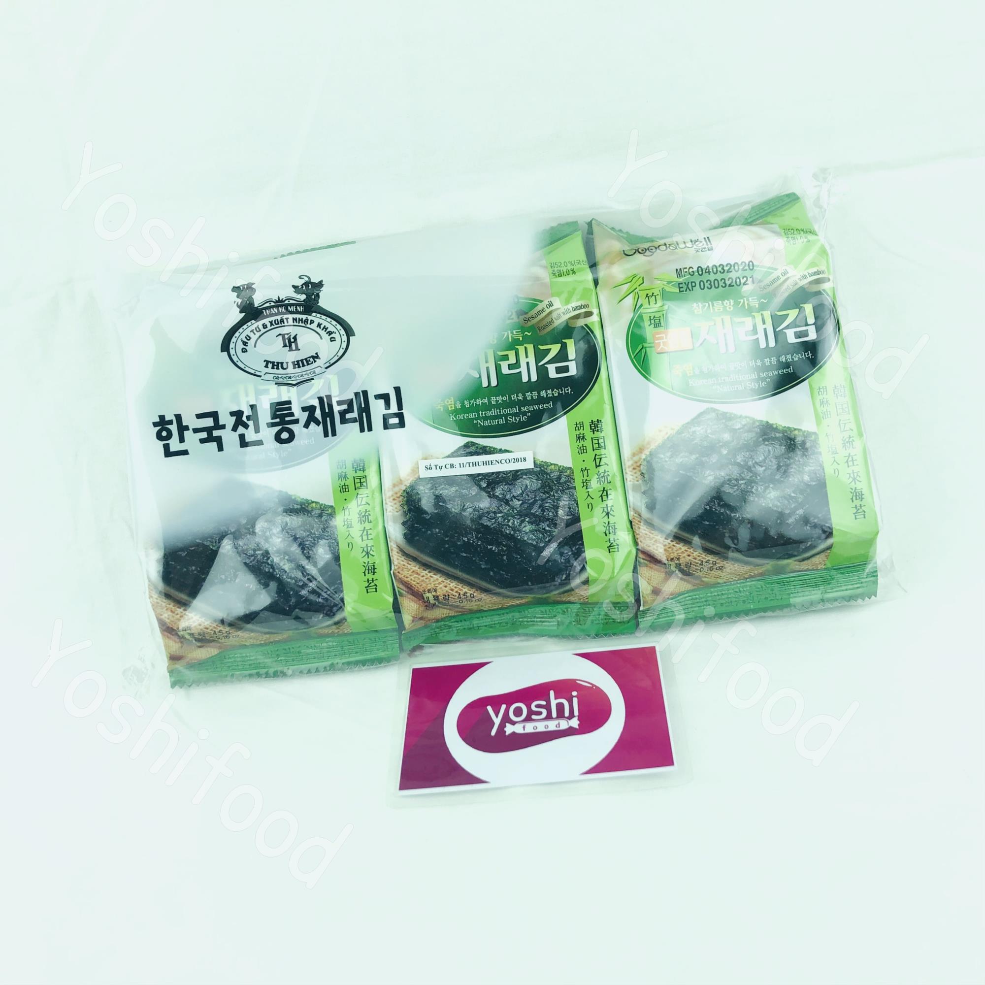 Rong biển cuộn cơm vị tự nhiên Hàn Quốc Good&Well (1 lốc 3 gói)