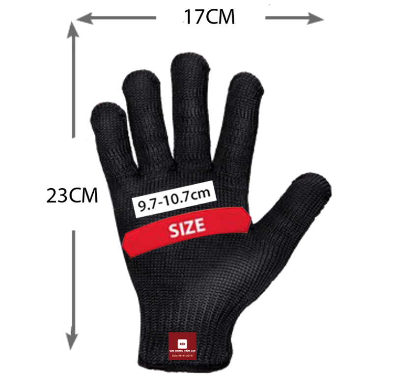Đôi găng tay chống cắt, chống mài mòn - dệt thép không gỉ 17x23cm