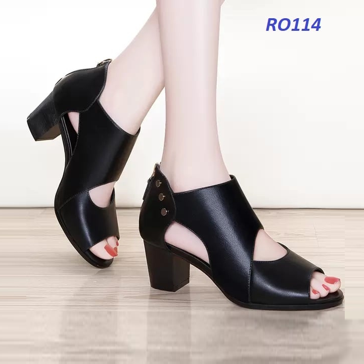 Giày boot nữ cổ thấp 7p hàng hiệu rosata hai màu đen nâu thời trang ro114