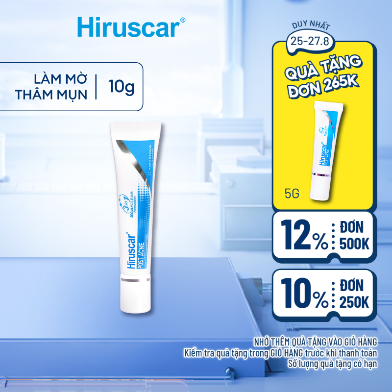 Gel chăm sóc sẹo mụn và mụn thâm Hiruscar Post Acne 10g