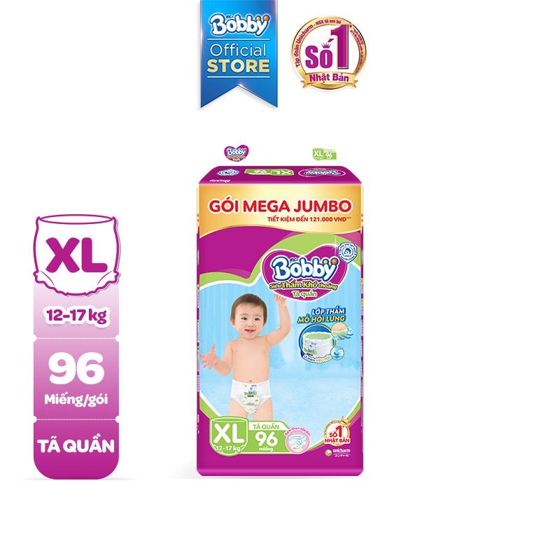 Tã quần bobby mega jumbo xl96