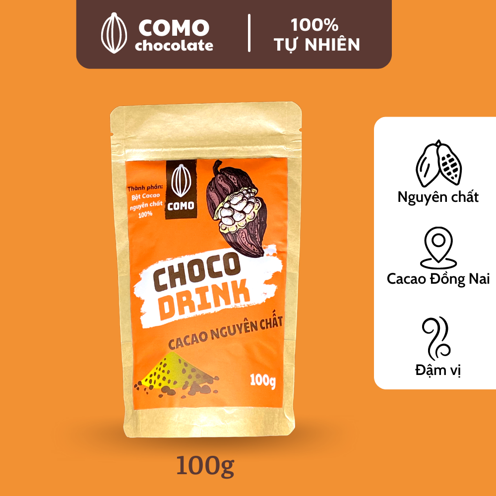 Bột cacao nguyên chất từ hạt cacao Đồng Nai 100g đậm vị thơm nồng Como Chocolate
