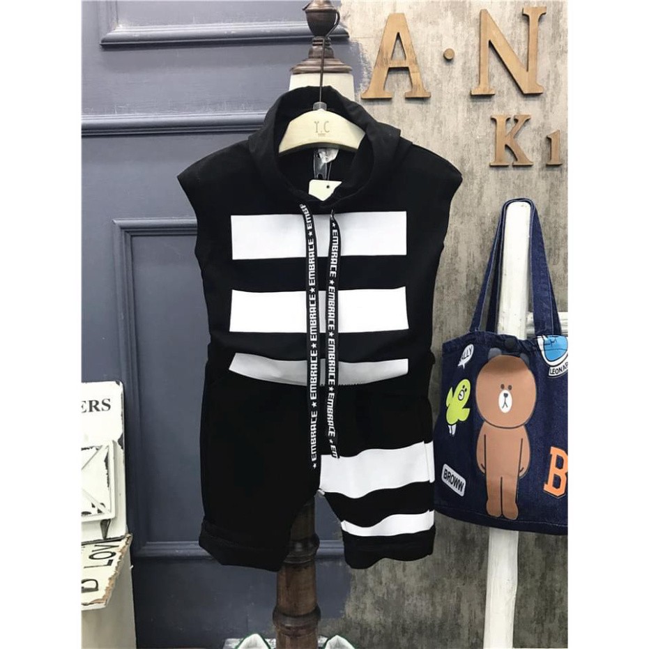 Đồ bộ mặc nhà sumo city ba lỗ đùi kẻ vạch híp hốp chất cotton cho bé từ 6-28kg