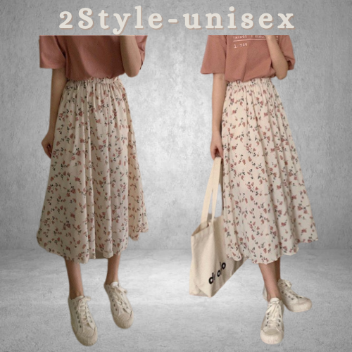 Chân váy họa tiết hoa nhí, Cv bốn mùa midi thời trang nữ phong cách vintage siêu đẹp hot trend 2tyle_unisex