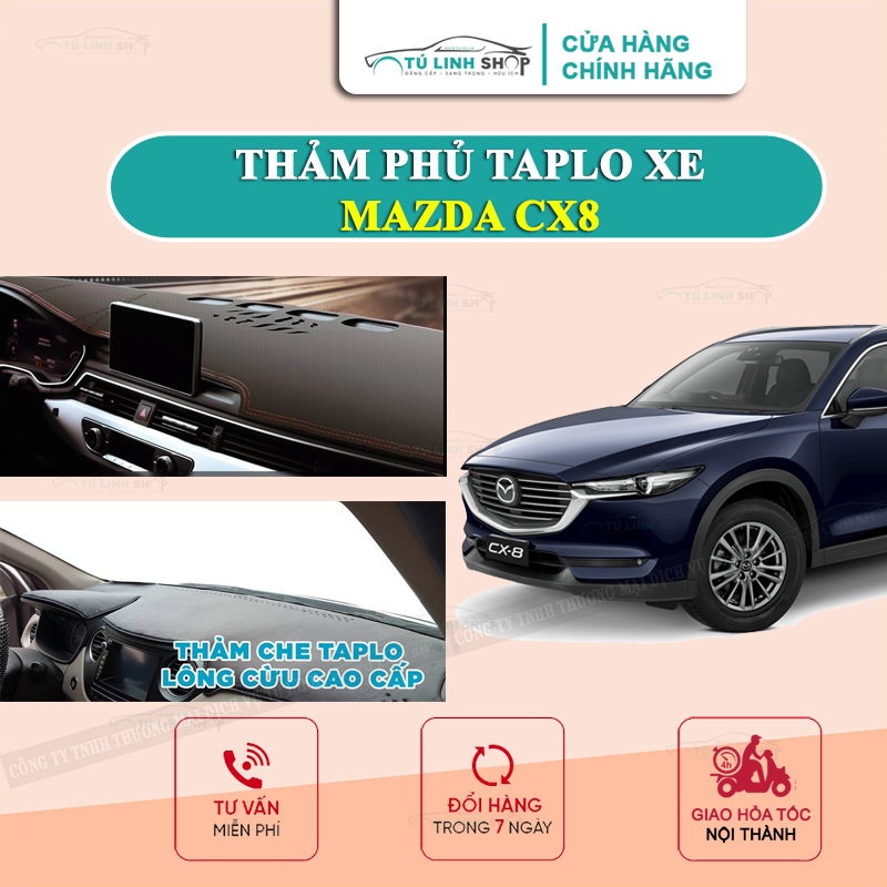 Thảm taplo CX8 bằng lông Cừu 3 lớp hoặc Da Cacbon cao cấp