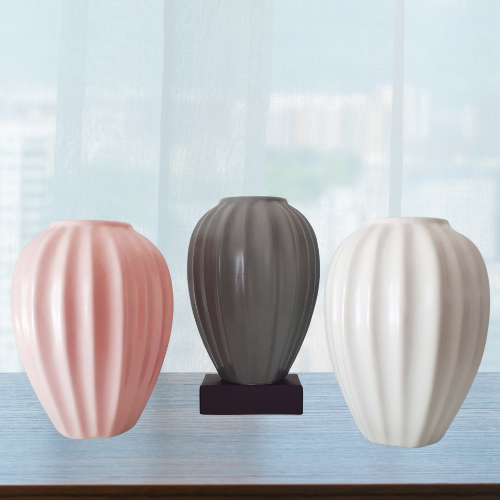 Bình hoa gốm sứ màu pastel decor trang trí - Dáng múi khế cao 28 cm - Bát Tràng cao cấp