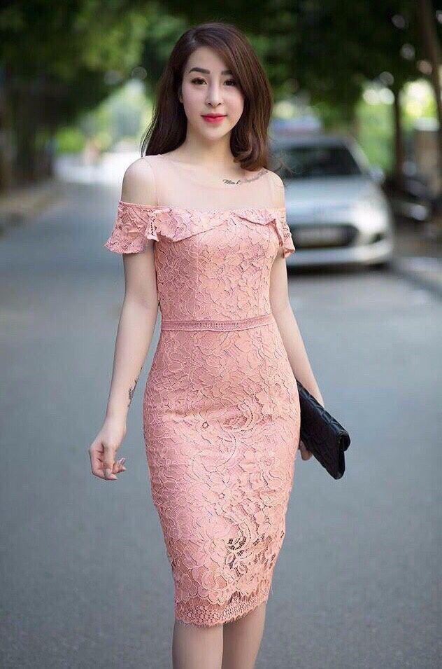 Đầm ôm ren cut out vai đô lưới mia v-d0mia17