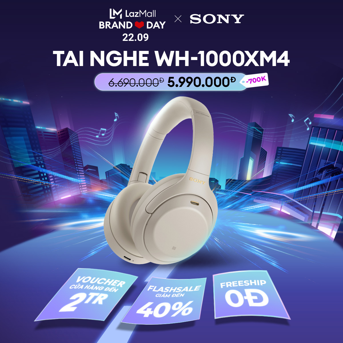 Tai nghe không dây có công nghệ chống ồn Sony WH1000XM4