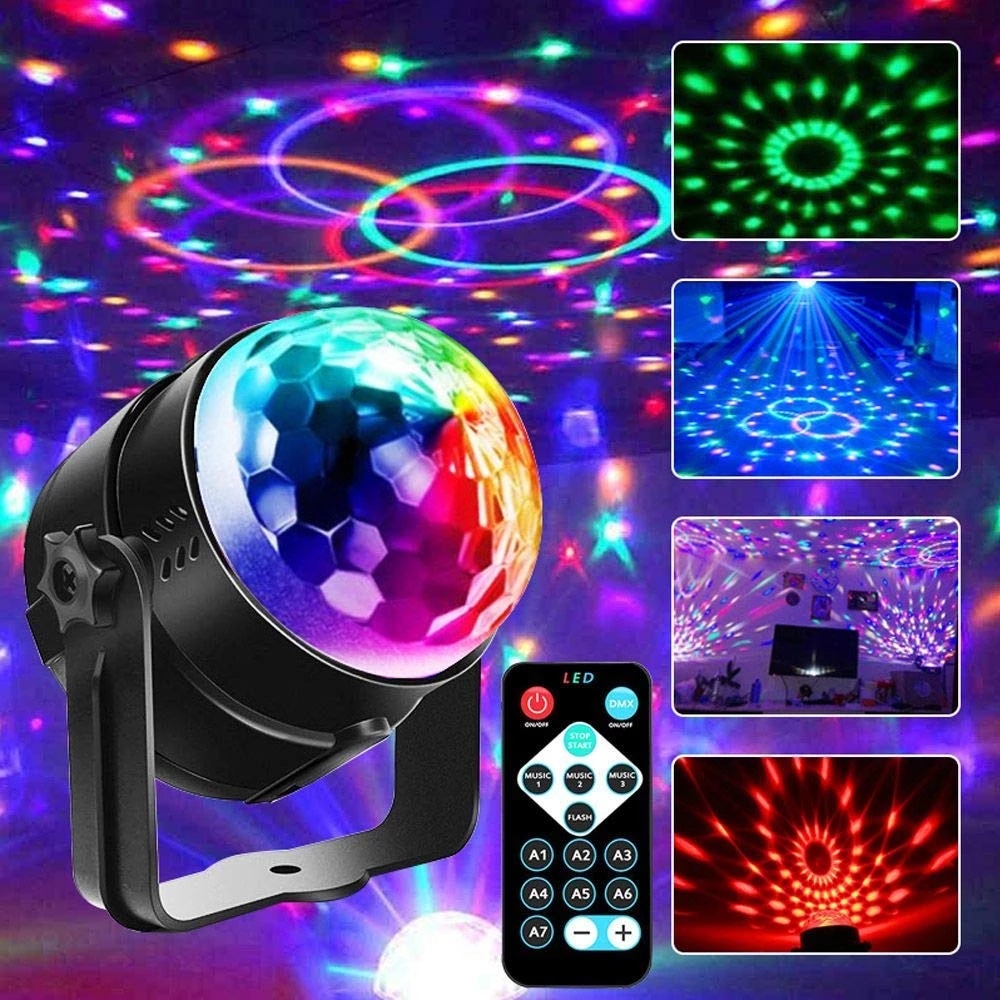 Angelila Mini RGB 3 wát Pha Lê Bi Ma Thuật Đèn Led Sân Khấu DJ KTV Disco Laser Ánh Sáng Đảng Đèn Âm Thanh HỒNG NGOẠI điều Khiển từ xa Giáng Sinh Máy Chiếu  -quốc tế