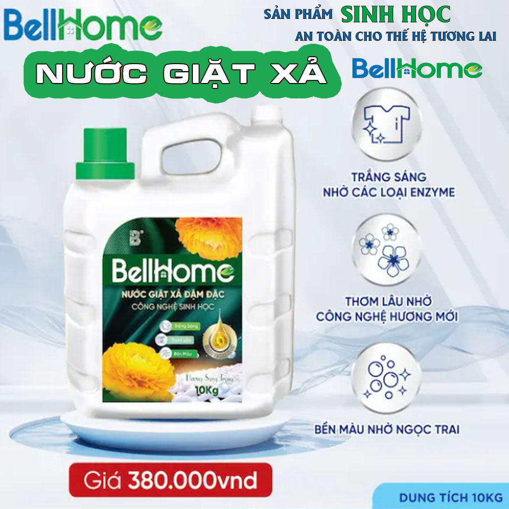 Nước Giặt Xả Sinh Học Bell Home Can 10L, Nước Giặt Xả bellhome 10l, tiết kiệm hơn