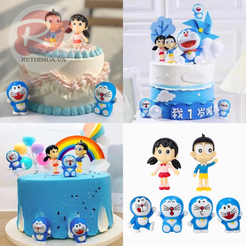 Bộ Nobita - Xuka - Trang trí bánh sinh nhật bánh kem
