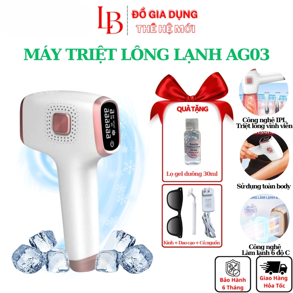  Máy Triệt Lông Lạnh Vĩnh Viễn Cầm Tay Tại Nhà AG – 03 Công Nghệ IPL Với 9 Cấp Độ và 3 Chê Độ Triệt Bảo Hành 12 Tháng 