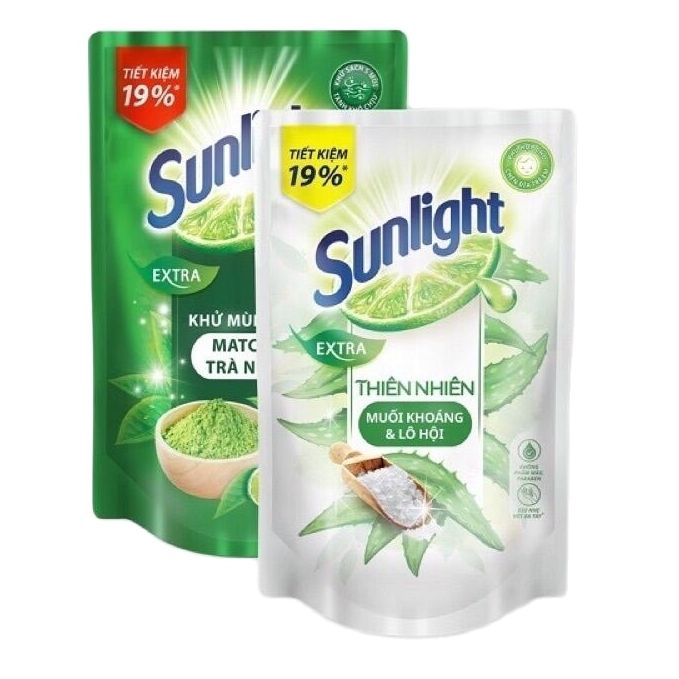 Nước rửa chén Sunlight túi 750g hương Chanh - hương Lô Hội - hương Matcha Trà Nhật