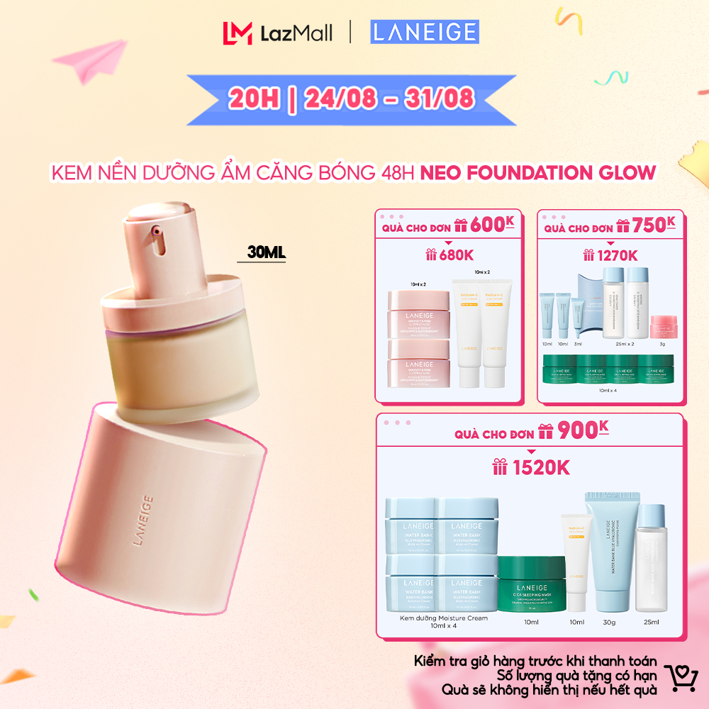 Kem Nền Dưỡng Ẩm Căng Bóng Tự Nhiên 48H Laneige Neo Foundation Glow 30ml