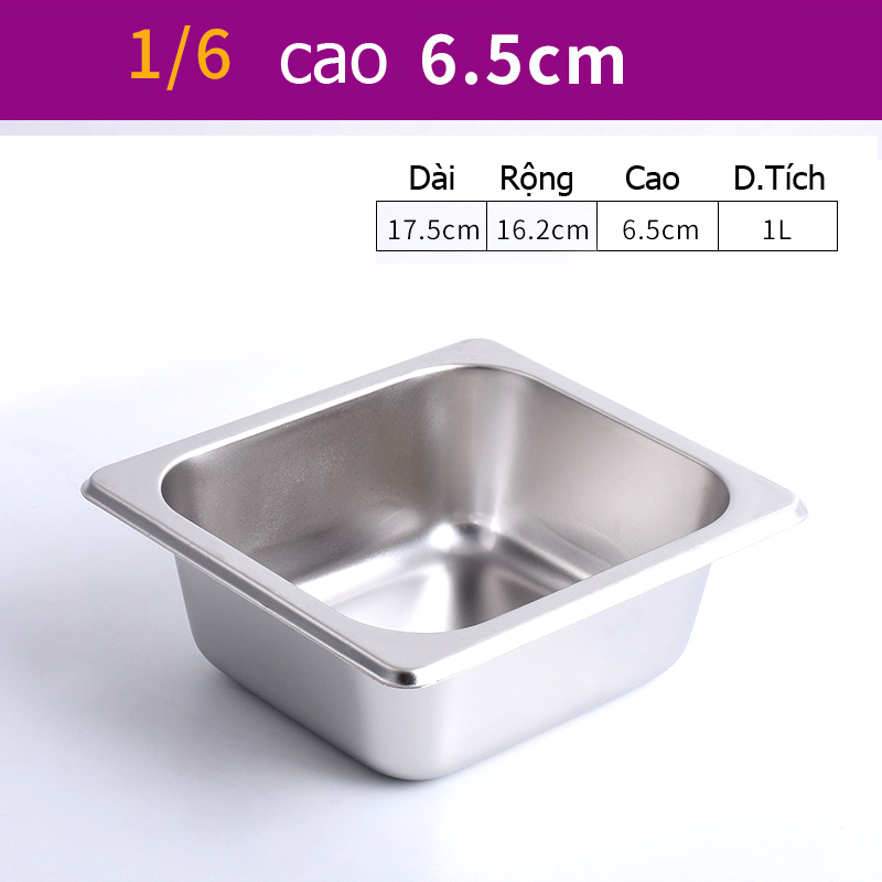 [HCM]Khay Inox Đựng Topping 1/6 - Khay Inox Đựng Thạch Topping Đựng Thực Phẩm Vuông GN 1/6 (V2)