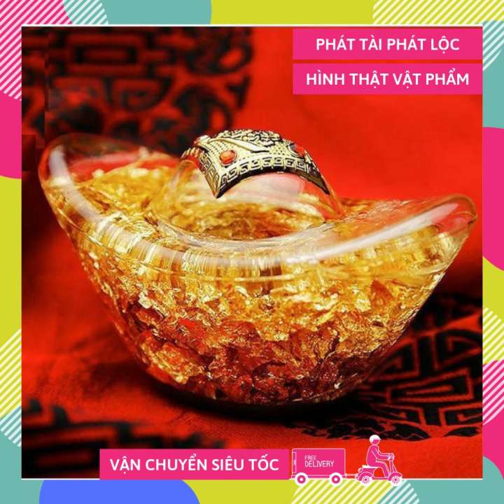 [HCM]Thỏi vàng lá Thần Tài Kim Nguyên Bảo phong thủy chiêu tài - Dài 11cm