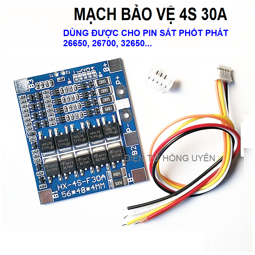 Mạch 4S 30A 10 fet xả cao cấp, Có cân bằng. Mạch bảo vệ pin sắt dùng được cho các loại pin 3.2V 26650, 2700, 32650,.. Lifepo4, lipo. Đóng khối acquy 4S 12V