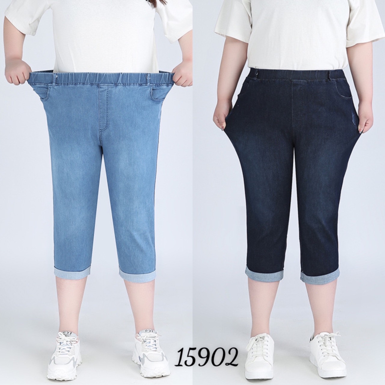 Quần jean lửng bigsize size đại lưng thun 15902