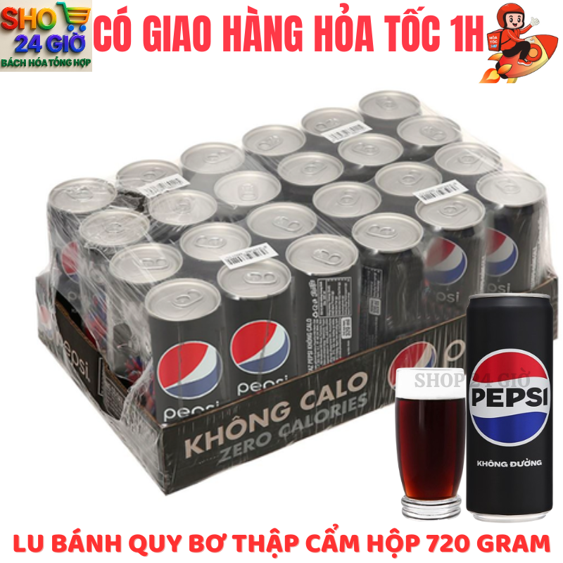 [ CHỈ GIAO CHO ĐƠN HỎA TỐC Ở HCM ] Pepsi Không Đường Không Calo thùng 24 Lon 320 Ml