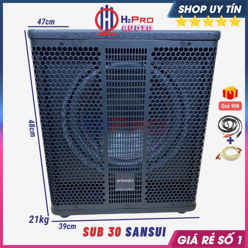 Loa Sub Điện Bass 30 Sansui 350W Công Nghệ Nhật - Tặng Dây AV, Sub 30 Siêu Trầm Cao Cấp - H2Pro Audi