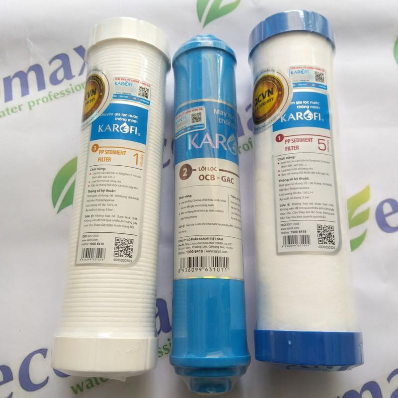 Bộ lõi lọc 1-2-3 karofi - lõi lọc nước karofi cho máy ero 118
