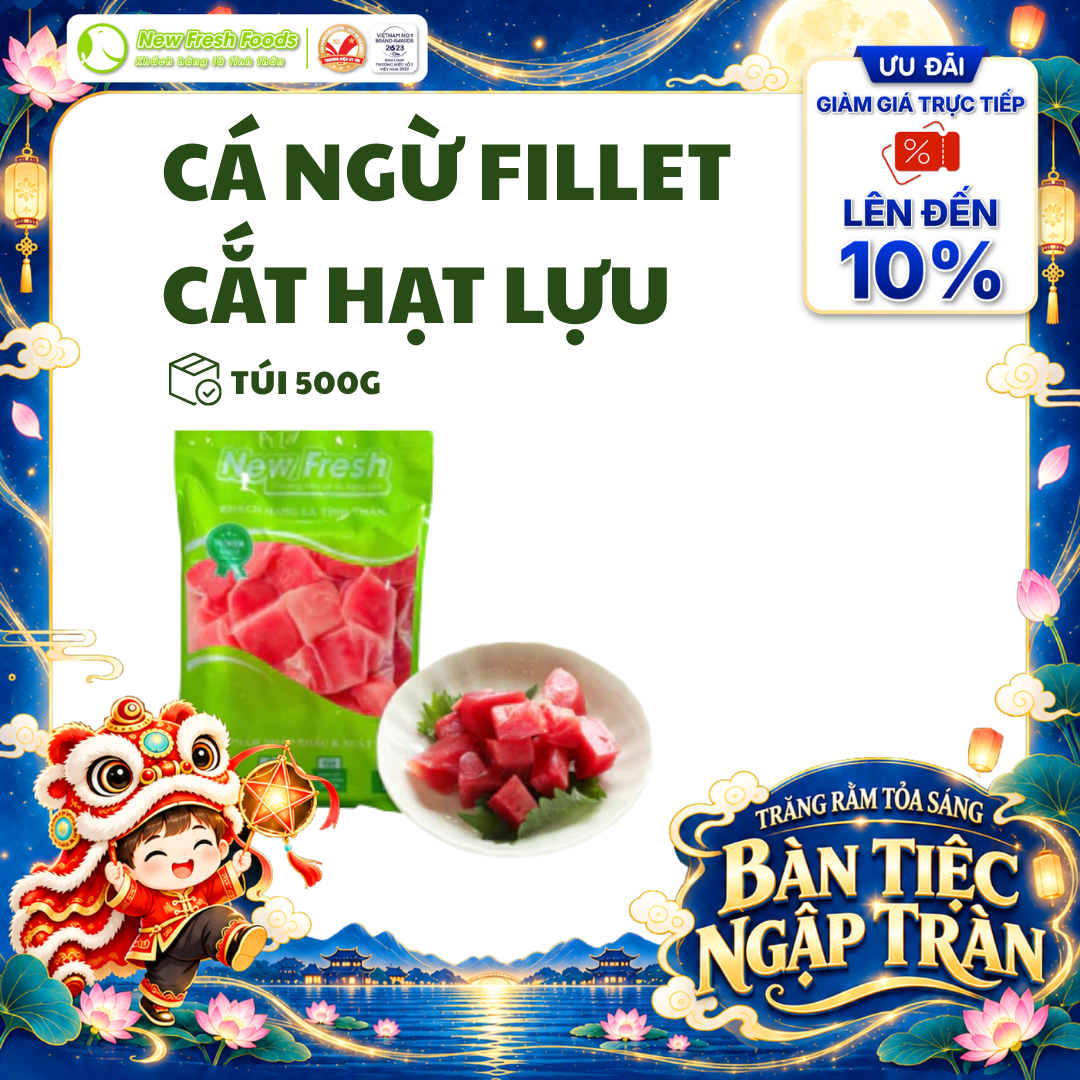 [HỎA TỐC HCM] Cá Ngừ Đại Dương Fillet Cắt Hạt Lựu - Túi 500G