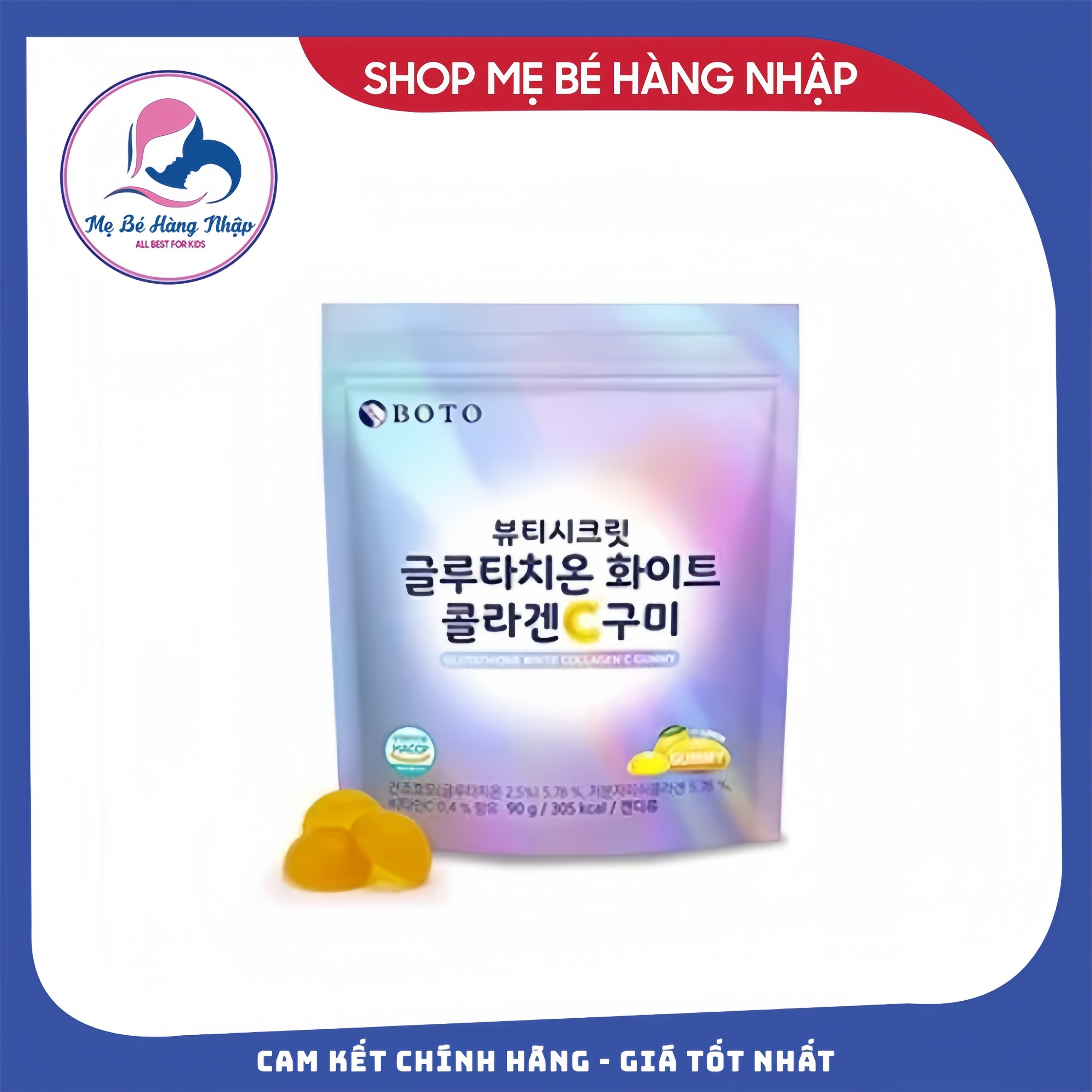 Kẹo Dẻo Trắng Da Glutathione Collagen Beauty Secret C Gummy Boto Hàn Quốc