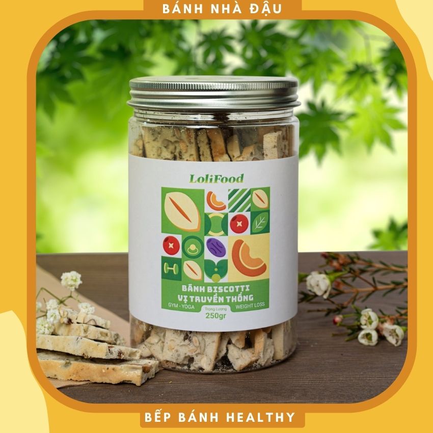 Bánh Biscotti Nguyên Cám Ăn Kiêng Lolifood Vị Truyền Thống Hộp 250g