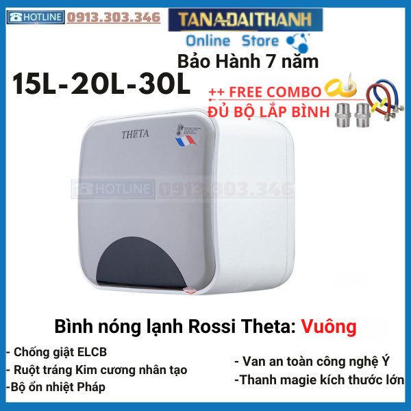 Bình nóng lạnh gián tiếp Theta Vuông 15 Lít - 20 Lít - 30 Lít, bảo hành 7 năm toàn quốc, tân á online