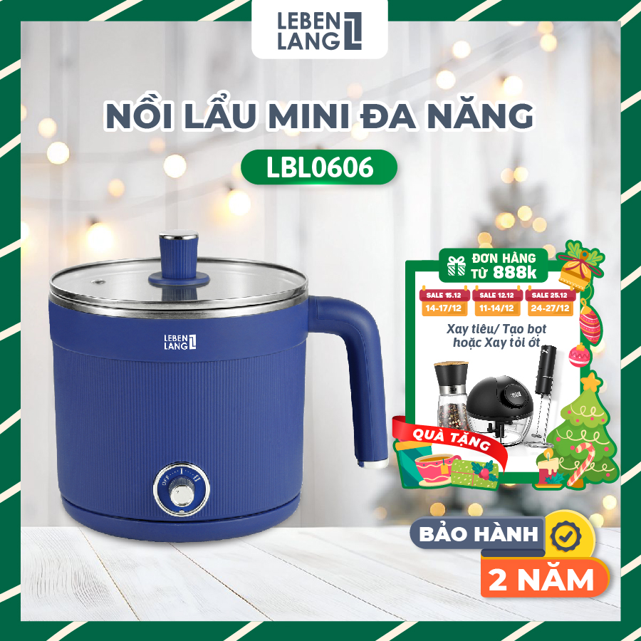 Nồi lẩu điện mini Lebenlang LBL0606 điều chỉnh được nhiệt dung tích 1500ML công suất 600W - bảo hành 2 năm 