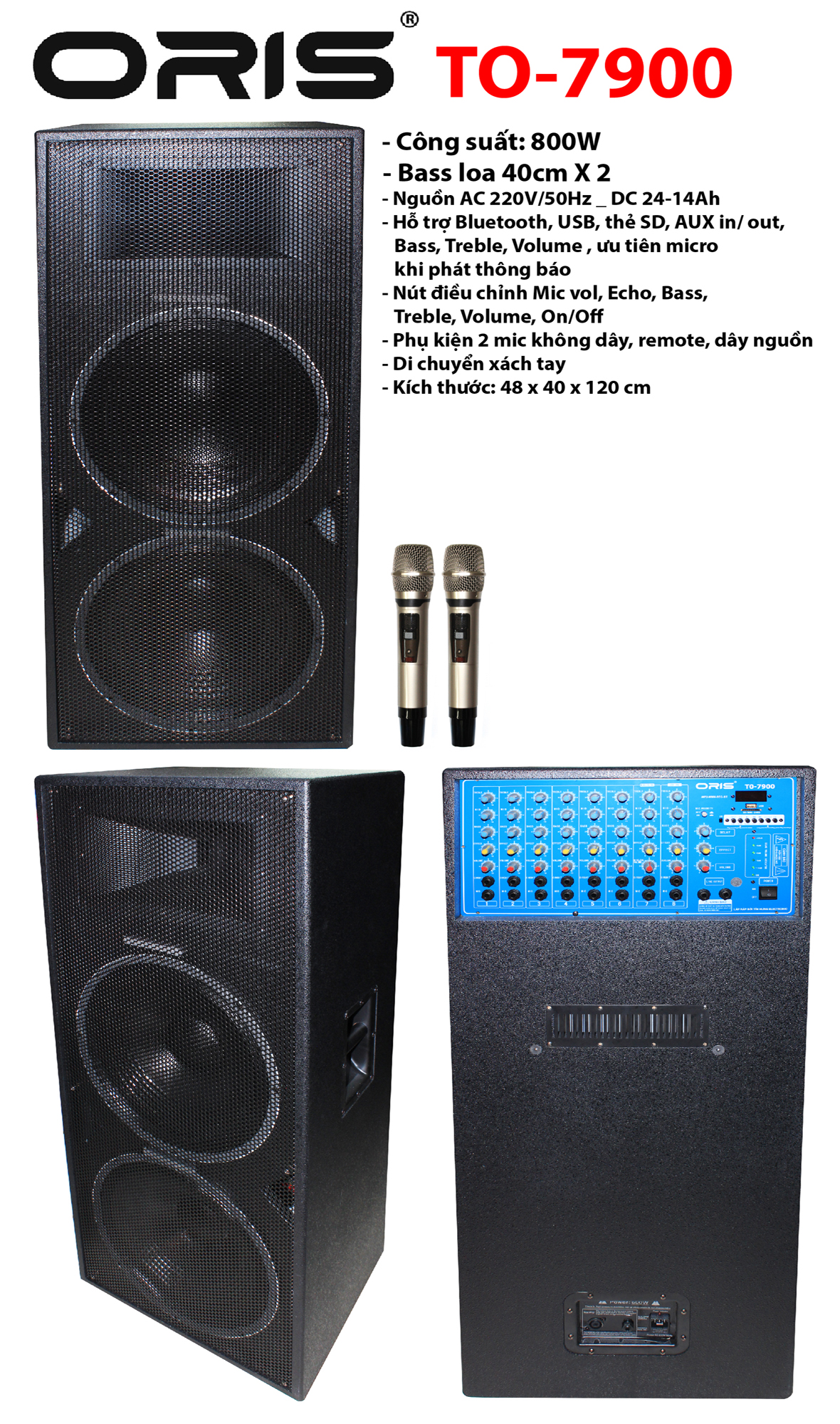 Loa điện oris to-7900 4.5 tấc đôi