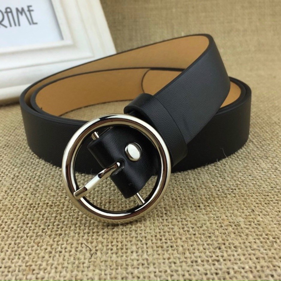 Dây Thắt Lưng Nữ Mặt Tròn, Thắt Lưng Da Ulzzang Mặt Tròn, Dây Nịt Da Mặt Tròn Phong Cách Hàn Quốc