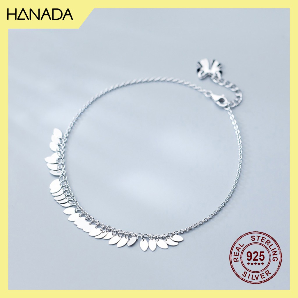 Lắc chân bạc 925 hanada lá rớt 0190