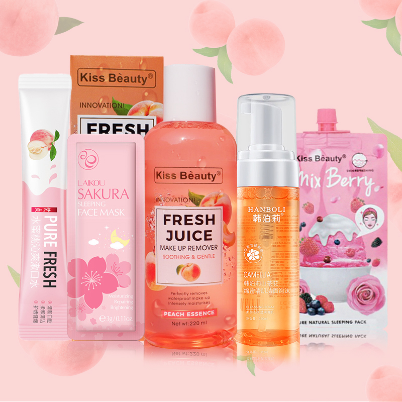 [HCM]【Kiss Belle Shop】Bộ tẩy trang / làm sạch 5 món đầy đủ(Tẩy trang+Sữa rửa mặt+Mặt nạ trái cây+Mặt nạ hoa anh đào + đào Gel tẩy tế bào chết)