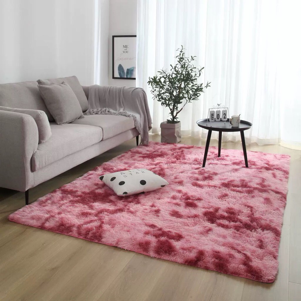 Thảm lông trải sàn, thảm lông trải sàn màu loang cao cấp mịn trang trí phòng decor top ten.
