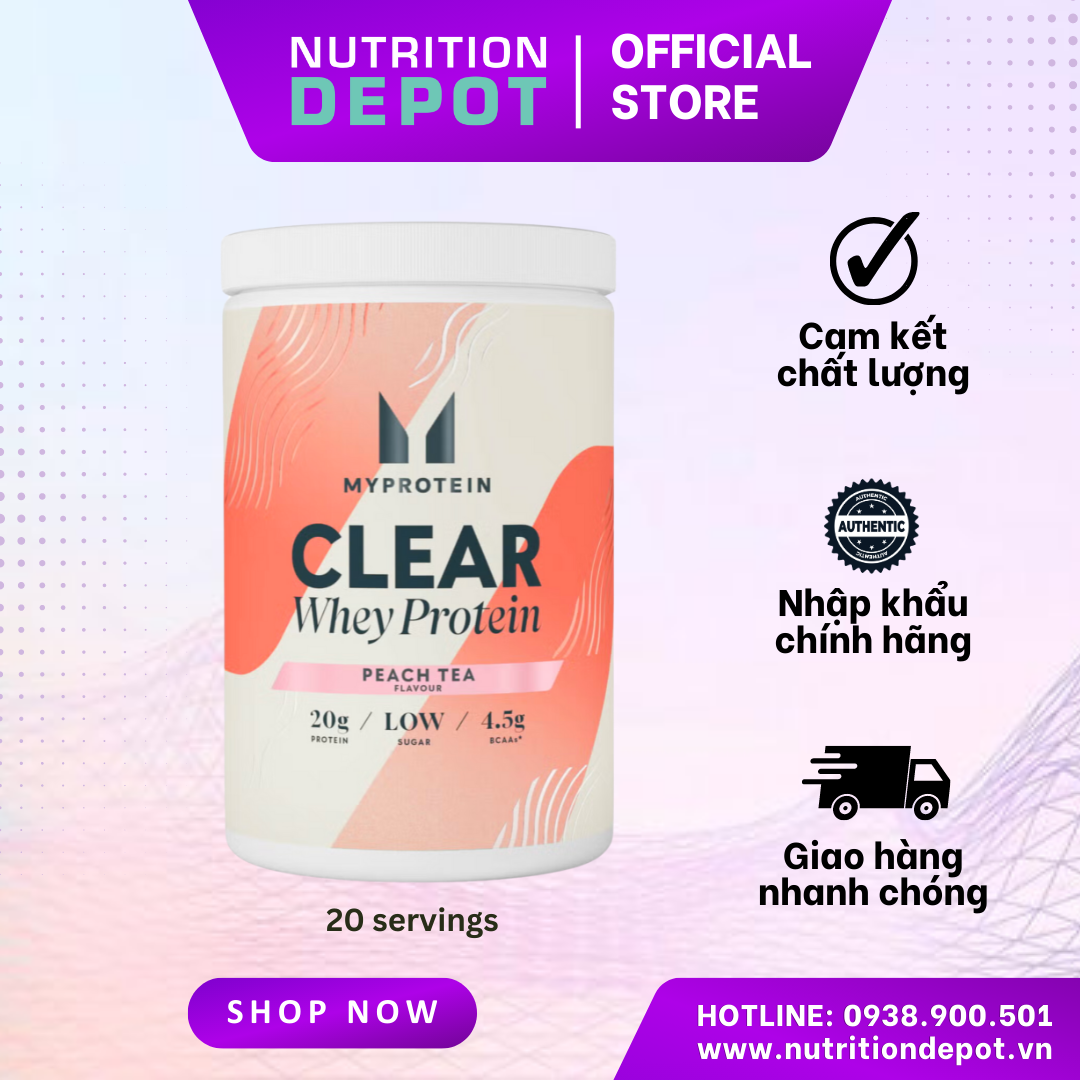 Sữa tăng cơ Clear Whey Isolate Myprotein vị nước trái cây hấp thụ nhanh (Hũ 500g - 20 lần dùng) - Nutrition Depot Vietnam