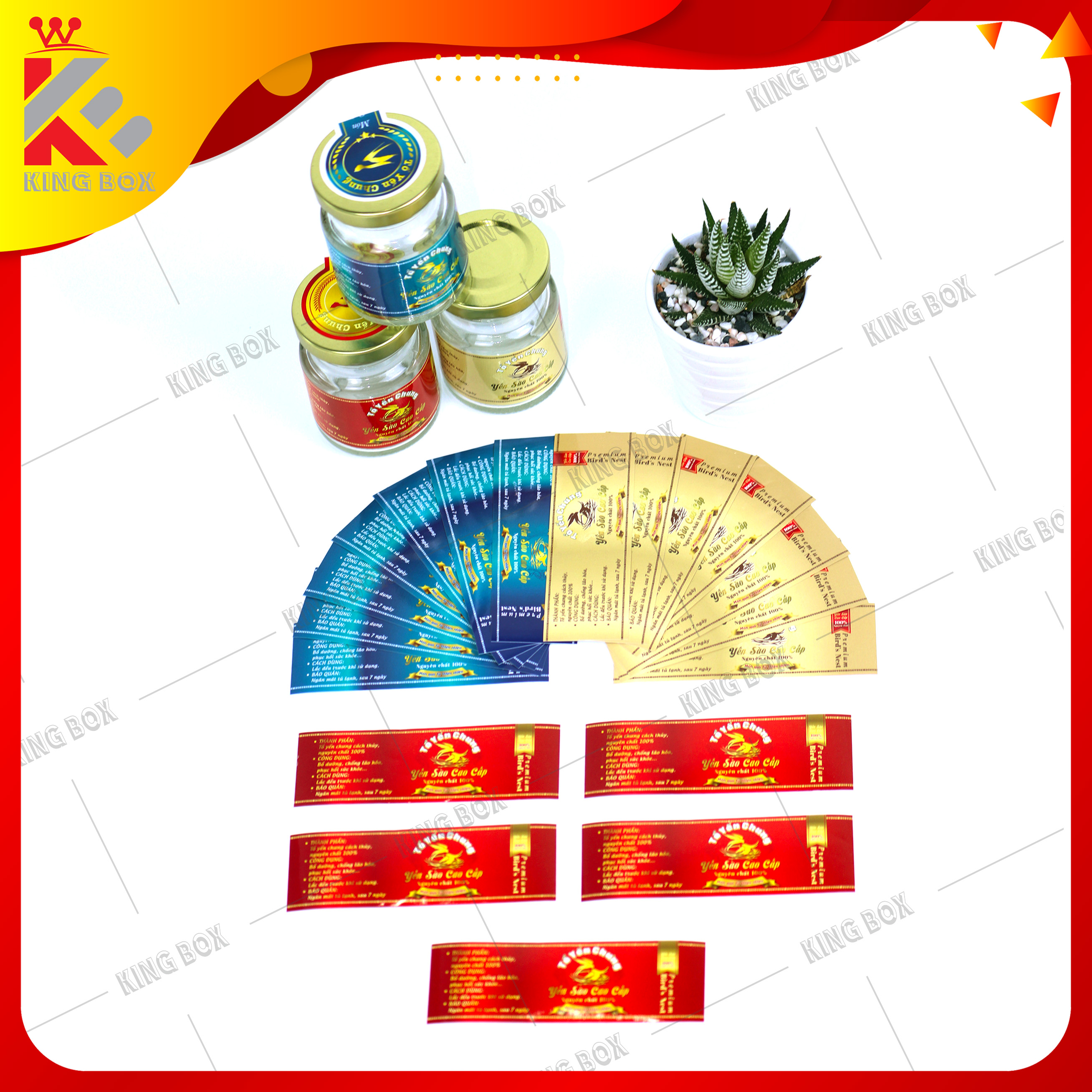 90 tem decal dán hủ yến chưng/ Tem dán thân hủ yến chưng sẵn