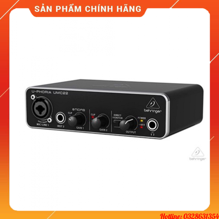 Sound card thu âm 48v Behringer Uphoria UMC22