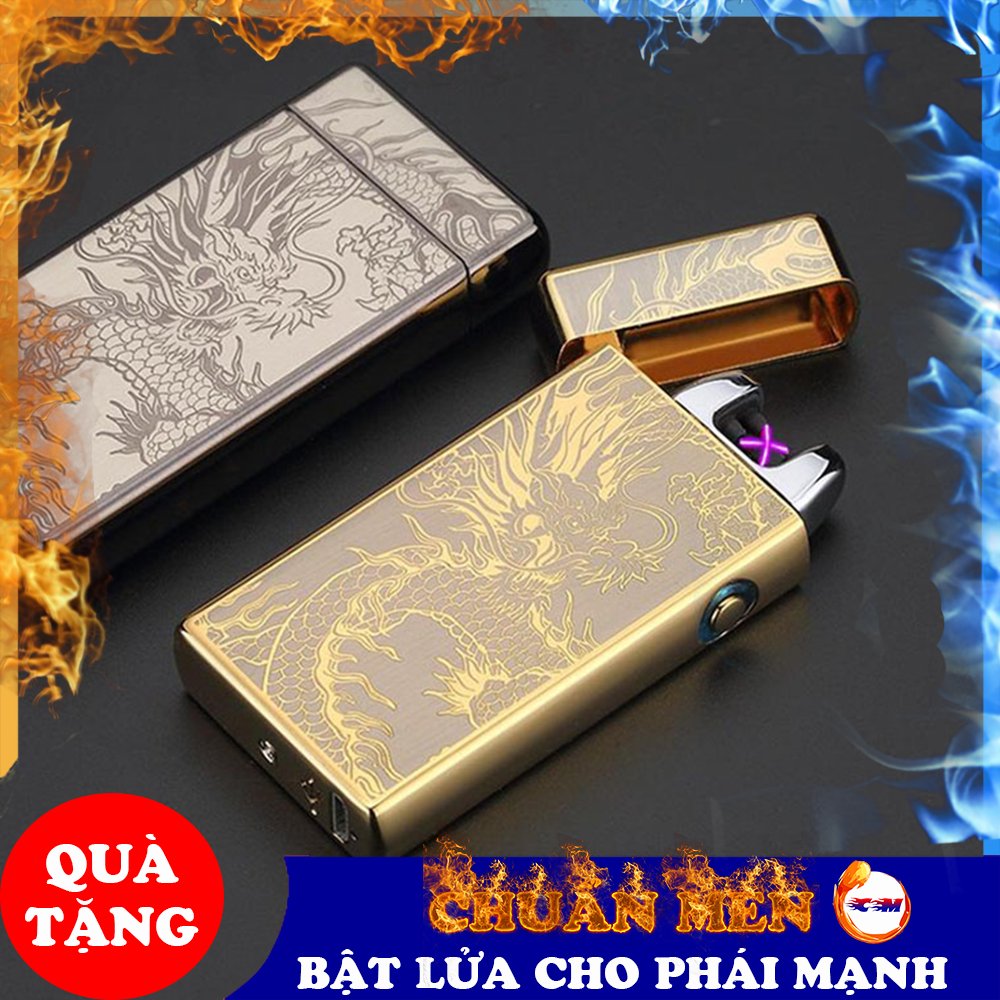 Bật lửa tia điện tử plasma Chuẩn Men hình rồng sạc điện usb chất liệu kim loại độc lạ - GD0855