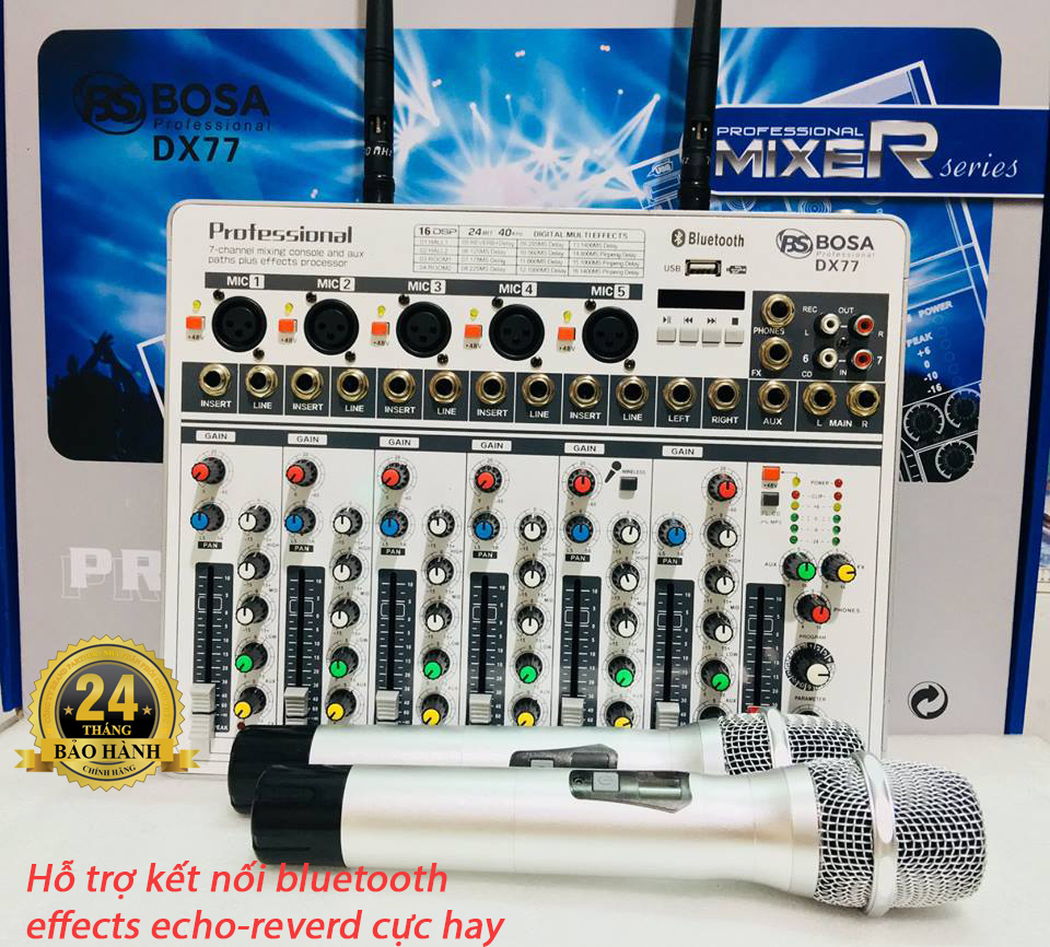Mixer liền micro cao cấp bosa dx77-có bluetooth,chuyên livestream