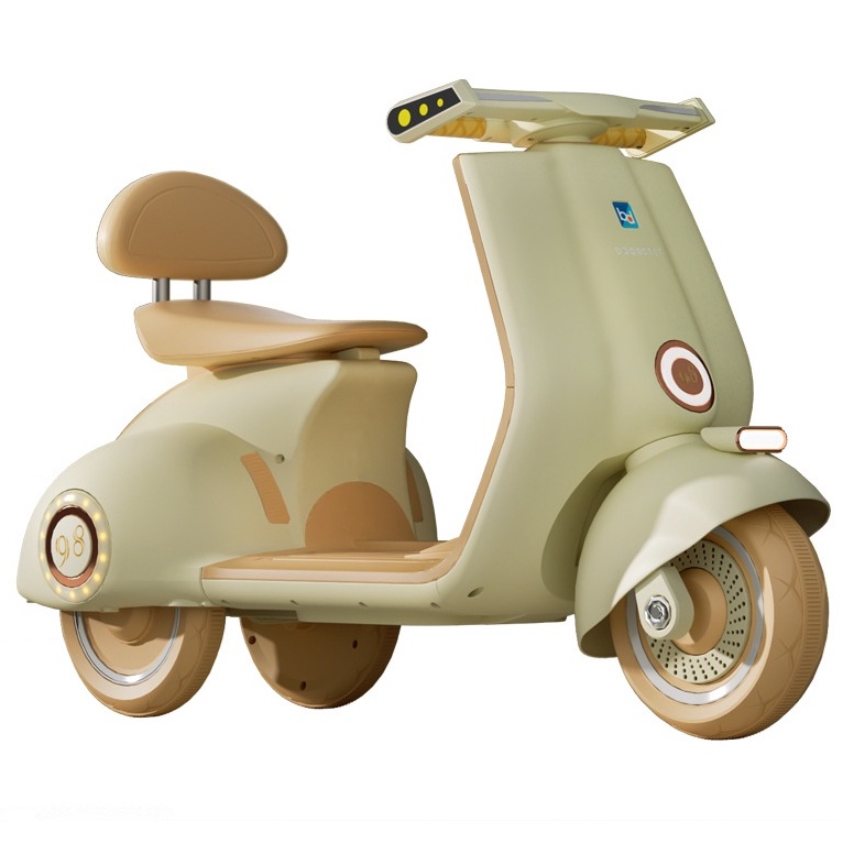 Xe máy điện cho bé máy điện Vespa 916 mẫu mới sử dụng chân ga có đèn nhạc.
