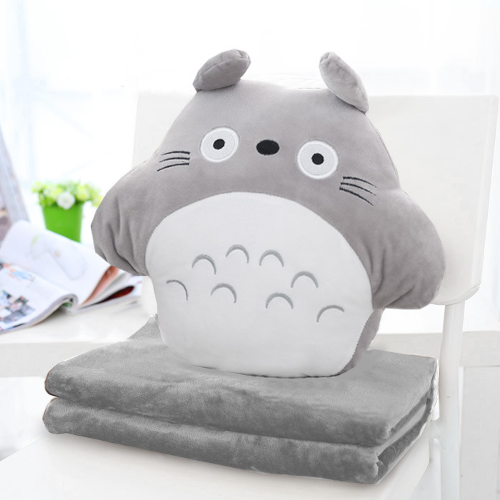 Bộ chăn gối văn phòng 3 trong 1 Totoro nỉ nhung lông mềm mịn