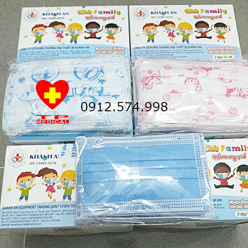 Khẩu trang trẻ em Khánh An 3 lớp - Hàng chính Hãng